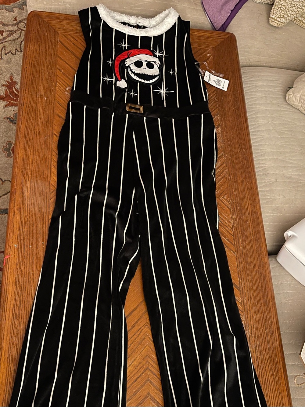 Disney Jack SkellinBlack & White Pinstripe Sleeveless Jumpsuit